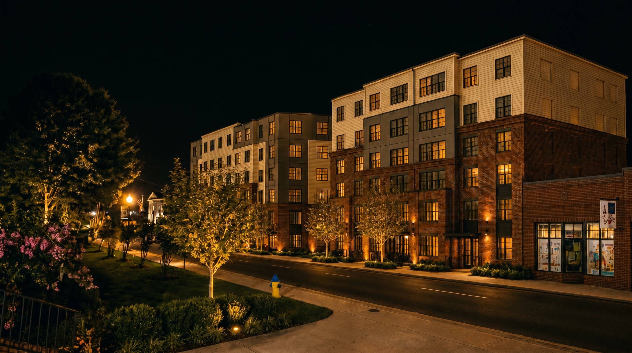 CenterST Manassas street rendering at night